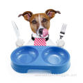 plastic pet double bowl dog feeder pet accessories
